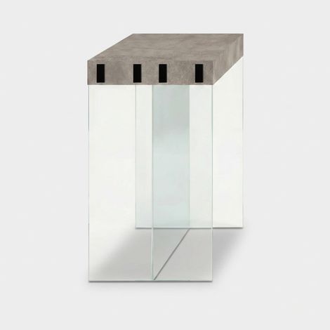 Console extensible gain de place en verre et mélaminé 195cm London - Gris clair