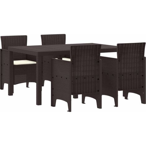 Garten Essgruppe 5 pcs Braun Polt Rattan