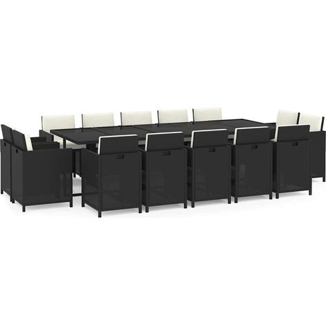 Maison Exclusive - Set Pranzo da Giardino 15 pz con Cuscini in Polyrattan Nero (1/5)