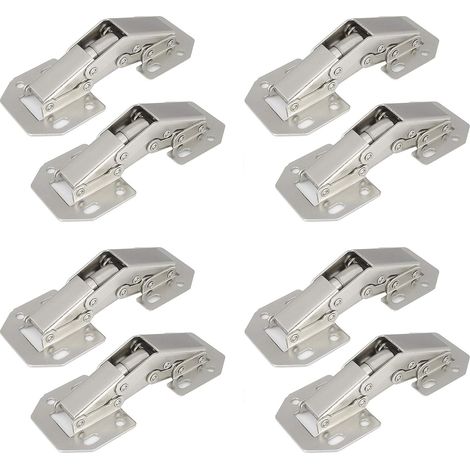 Lot de 8 charnières de placard à angle droit (90°) pour portes de placard de cuisine, fixation en applique, vis incluses - Installation facile (1/5)
