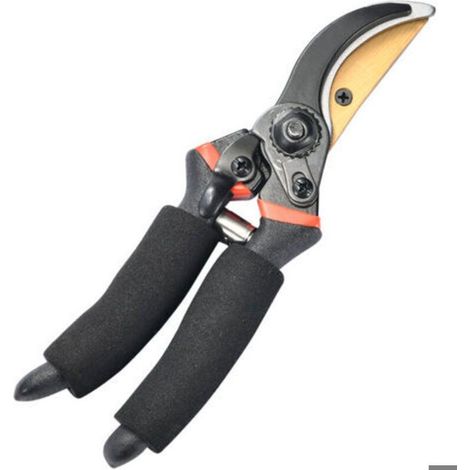 Gartenschere mit gerader Klinge aus Stahl-Titan-Legierung. Blumenschere mit Aussparung für trockene Zweige. Ergonomischer Griff. (1/4)