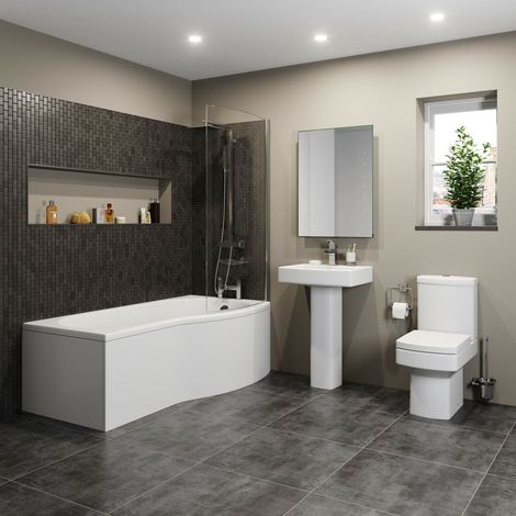 Royan P Bathroom Suite with Right Hand Bath (1/5)