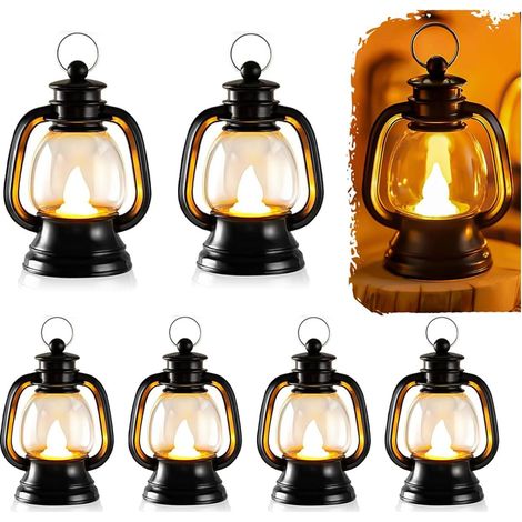 6 Stück Mini LED Laternen, Schwarz, Halloween Deko, Tischdeko, für Wohnraum und Dekoration (1/5)