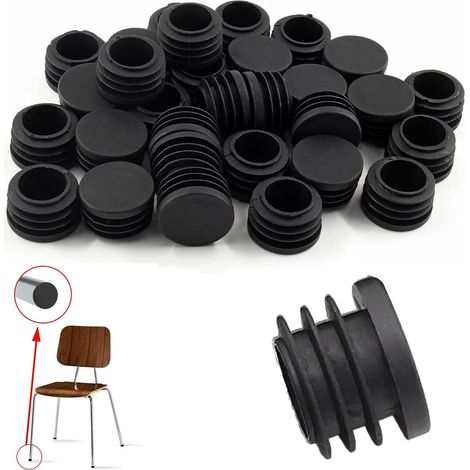 20 Stück runde Rohrstopfen, 16 mm, schwarze Muttern, verdickte, verschleißfeste, geräuschreduzierende, rutschfeste Gummi-Endkappen, geeignet für Edelstahlrohre, Stuhl, Schreibtisch, Tischbeine (20 (1/5)