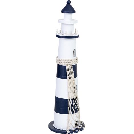 Figura de decoración faro de madera azul 13x13x49h cm