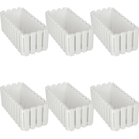 Maceta para balcón, barandilla o terraza, estilo rústico blanco, 40 cm, 6 unidades.