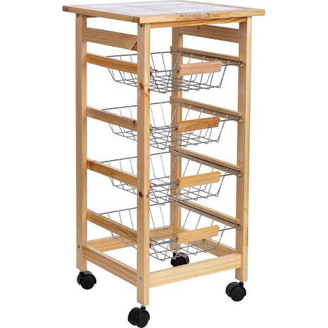 Carro de cocina de madera37x37x76h cm (1/5)