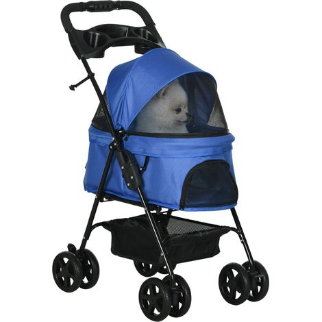 Hundewagen Hundebuggy Mit Klappfunktion Pet Stroller Für Kleine Hunde Und Katzen Haustierwagen Katzenbuggy Oxford Blau 67 X 45 X 96 Cm