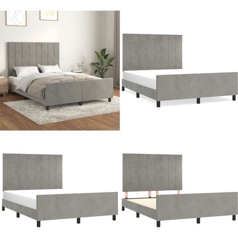 Bettgestell ohne Matratze Hellgrau 140x200 cm Samt - Samtbett - Doppelbett - Boxspringbetten - Hochbett - Lattenrost - Home & Living