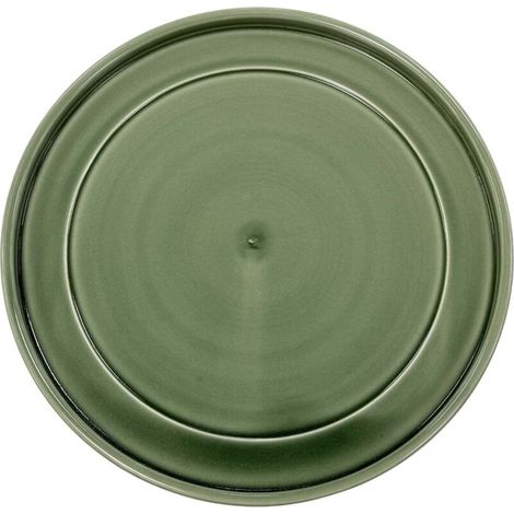 Soucoupe ronde 35cm vert de gris faite à la main en terre cuite émaillée (1/5)