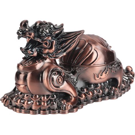 Cendrier Feng Shui avec Couvercle, Porte-Bonheur Attirant Richesse, Anti-Vent Poli, Cendrier Vintage pour Extérieur et Intérieur (1/5)