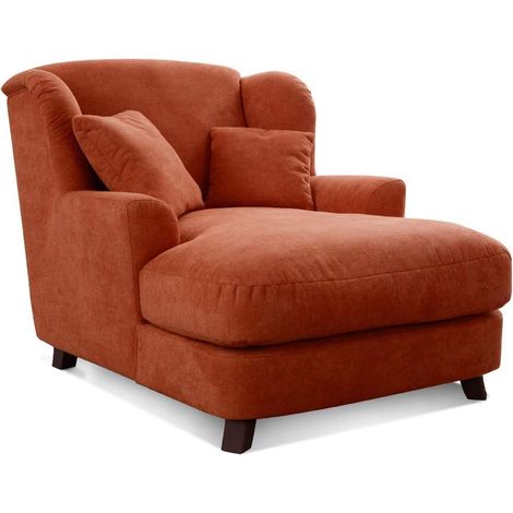 Fauteuil XXL Assado, Grand Fauteuil rembourré avec Pieds en Bois et Grand siège, Comprend 2 Coussins décoratifs, 109 x 104 x 145, Tissu Orange (Terre) (1/5)
