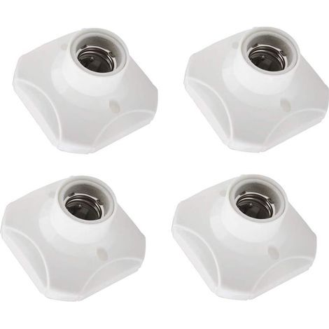 4 pcs Douille d'Ampoule en Céramique Support Base pour Lampe,Lamp Douille,E27 Plastique Base,Ronde Vis Titulaire Lumière Douille,AC 220-250V,Blanc- (1/5)