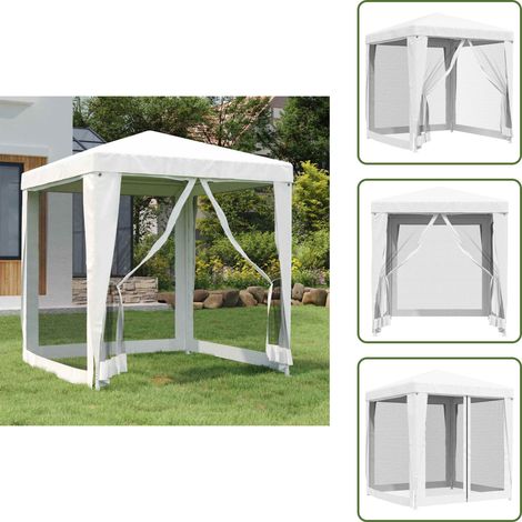 Tente de réception avec 4 parois latérales en maille 2x2m Blanc - Tents Reception - Abri Jardin - Tente Extérieure - Structure Exterieure - Tente Mariage (1/5)