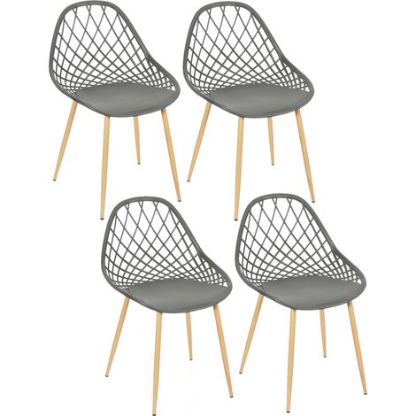 Lot de 4 chaises d'extérieur ajourées en polypropylène MALAGA (1/5)