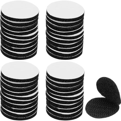 1 Pouce Rond Adhésif Crochet et Boucle Dots 40 Paires Cercle Double Face Collant Bureau Bricolage Support Téléphone Voiture Noir (1/4)