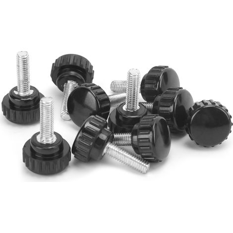 10 Poignées de Serrage M6x20x20, Bouton Moleté Standard, Vis de Blocage pour Tour, Poignée Tournante à Filetage Droit, Écrou de Maintien, Lot de 10 Pièces (1/5)