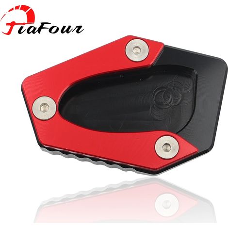 (Rouge) Compatible avec Speed Twin 900, Street Twin 900 et Street Cup 900 : plaque de support de béquille latérale, extension de béquille, support maxpower (1/4)