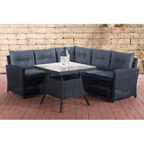 Polyrattan Gartengarnitur Sierra 5 mm eisengrau schwarz (1/5)