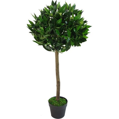 Deluxe Luxury Artificial Bay Leaf Laurel Tree Topiary Ball - 90cm (3ft) Tall (1/4)