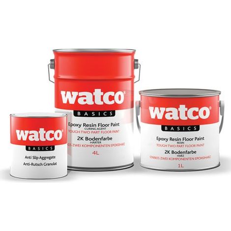 Watco Basics 2K Bodenfarbe Anti-Rutsch, 2-komponentige Epoxidharz Bodenbeschichtung, Hellgrau 5L