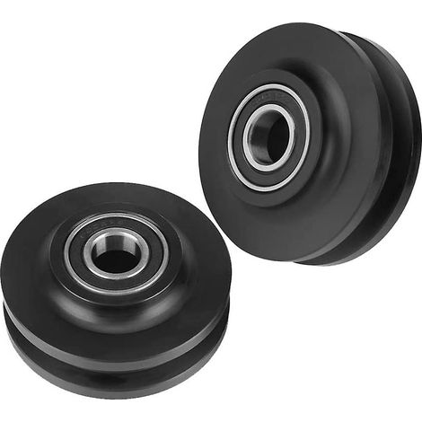 Lot de 2 roulettes robustes pour porte coulissante de grange, poulie de meuble silencieuse, rail de porte coulissante idéal pour noir (1/5)