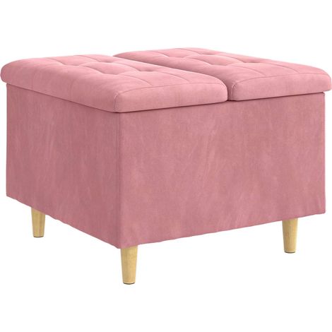 Pouf contenitore con cuscino Rosa 60 x 60 x 45 cm Velluto vidaXL