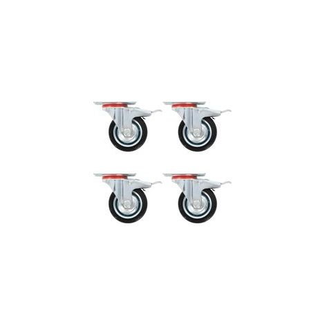 Lenkrollen mit Doppelbremsen, 4 Stück, 75 mm - Crezuo (1/4)