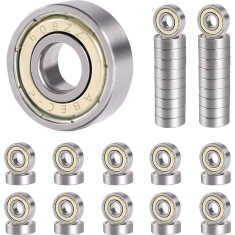 40 Pièces Roulement a Bille 608 ZZ 8x22x7 Billes Roulement Skateboard en Acier au Carbone Roulements à Billes Miniatures à Double Blindage en Métal pour Skateboards, Scooters, Rollers en Ligne (1/5)
