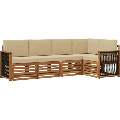Conjunto de Sofá Seccional con cojín 4 pcs Natural vidaXL (1/5)