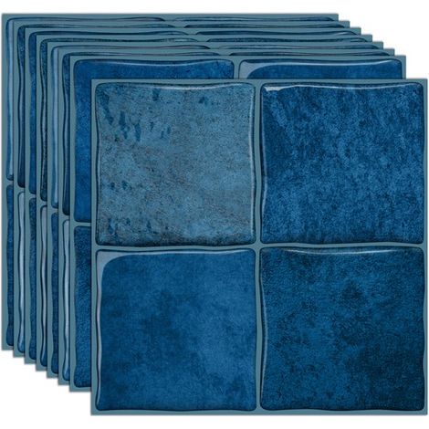 Set di 10 adesivi 3D per piastrelle, 15,25 x 15,25 cm, piastrelle autoadesive, piastrelle da parete, cucina e bagno, paraspruzzi, impermeabili, marrone cognac (1/5)