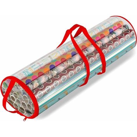Sac de rangement transparent ProPik pour papier cadeau de Noël, pouvant contenir jusqu'à 24 rouleaux de 101,6 cm (40 pouces), en PVC résistant avec poignées et fermeture éclair, idéal pour le papier c (1/5)