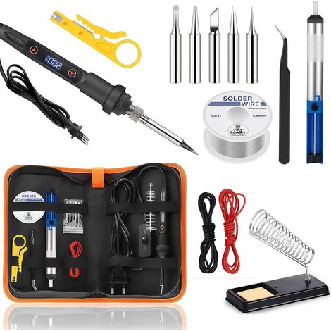 Fer a Souder, Température Réglable 180-500°C, 15 in 1 Soldering Iron avec Affichage LCD de la Température, Station de Soudage 80W pour Débutants, Réparation électronique, DIY (1/5)