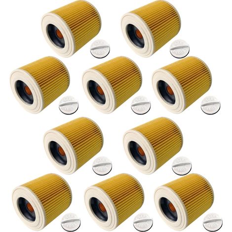 Trade-Shop Patronen-Filter inkl. Verschluss für Kärcher A 400 Plus, A 2099, A 2104, A 2199, A 2999, A 3100 OBI, A1000 A2000 A3000 Serie - 10 Stück (1/3)