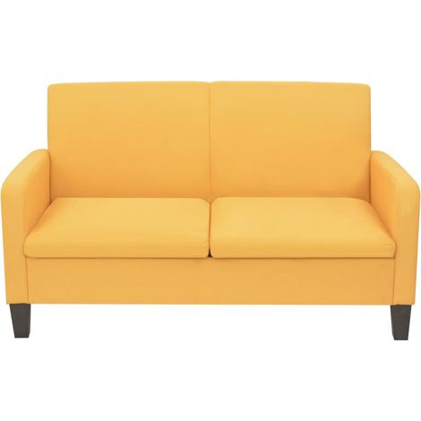 Canapé droit fixe 2 places, Canapé de relaxation Meuble de Salon, 135 x 65 x 76 cm Jaune OIB7250E (1/4)