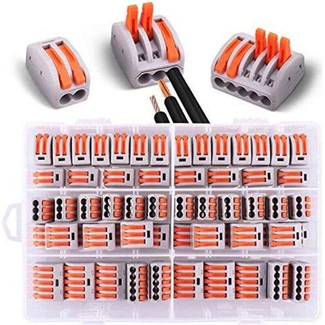60 pièces Connecteurs électriques avec levier de commande,20pcs 2 entrées, 30pcs 3 entrées,10pcs 5 entrées Blanc (2/3/5)
