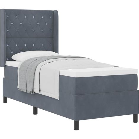 Maison Exclusive - Lit à ressorts avec matelas Gris foncé 80 x 200 cm Velours