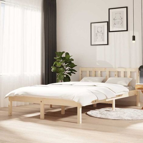 Lit simple pour adulte Cadre de lit - Bois massif 120x200 cm BV126430 - BonneVie (1/5)
