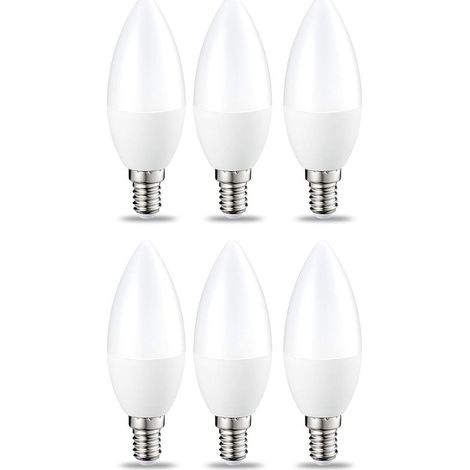 Ampoule LED Dimmable E14 Forme Bougie, 5W Équivalent à 40W, Blanc Froid 5000K, 470lm, Ampoule Bougie B35 avec Petit Culot à Vis, Lampe Intensité Variable 220-240V, Lot de 6- (1/5)