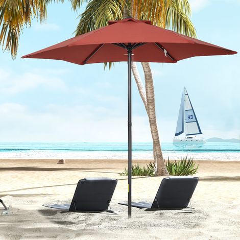 Sonnenschirm für die Terrasse mit Aluminiummast, belüftetem Dach und abnehmbarer Stange, wasserdicht, weinrot
