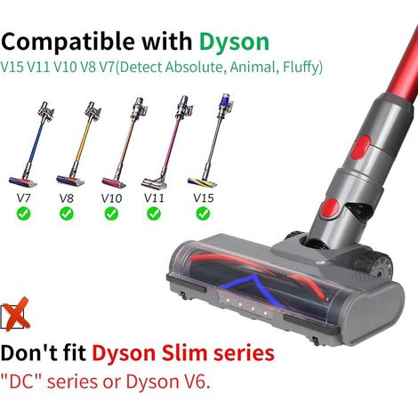 Bürstenkopf für Dyson V7, V8, V10, V11, V15, SV10, SV12, SV14, SV15, Zubehör für Dyson mit 4 LEDs, Auslösesperre, Ersatzteile für Teppich- und Hartböden (1/4)