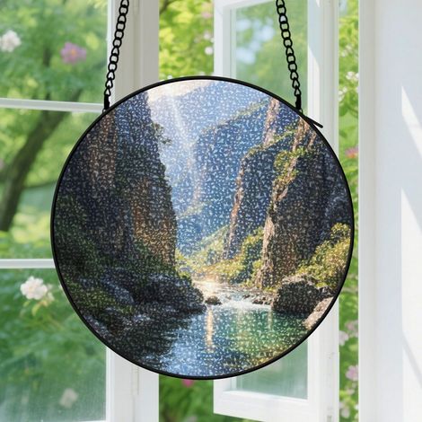 Suspension en vitrail, attrape-soleil minimaliste artistique, décoration fenêtre porte, cadeau Fête des Mères, Anniversaire pour femme, homme 12,5 cm (1/5)