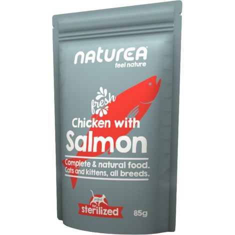 Naturea  Nassfutter für Katzen  85g Beutel - Sterilisiert  Huhn mit Lachs 85g