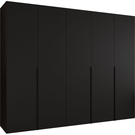Armoire Hartford 538, Noir, 202x250x52cm, Portes d'armoire: Avec des charnières, Nombre d'étagères: 0