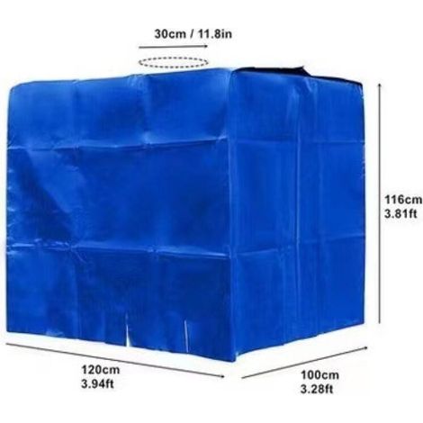 Couvercle de réservoir d'eau 120x100x116 cm (bleu), adapté aux réservoirs d'eau de 1000 litres, couvercle de protection pour réservoir d'eau, résistant à la poussière, aux UV et à la pluie. (1/4)