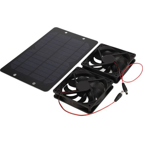 Ventilateur double portable alimenté par panneau solaire, en silicone, 10 W, 12 V, 2 A, pour poulailler, serre, camping-car ou voiture. (1/5)