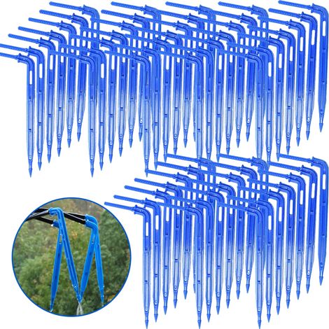 coude flèche goutteurs flexion 3 et 5 tuyau goutte émetteur jardin en pot Irrigation arrosage outil serre 100 pièces Bleu (1/5)