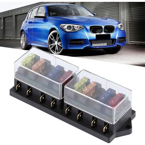 8-fach Kfz-Sicherungshalter mit langen Flachsicherungen, 12 V DC, 15 A, inklusive 8 Sicherungen, universelles Fahrzeugzubehör (1/5)