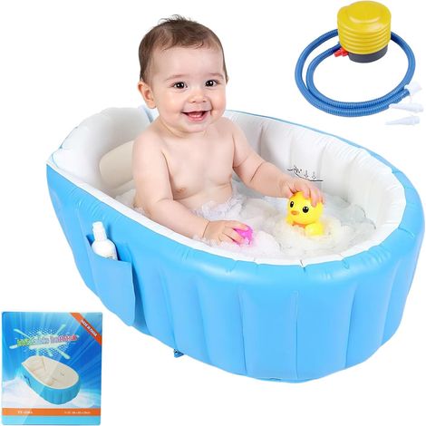 Vasca da bagno gonfiabile per neonati, vasca da bagno portatile da viaggio per neonati, vaschetta per neonati con pompa ad aria, mini piscina gonfiabile per neonati, bambini piccoli e bambini (1/5)