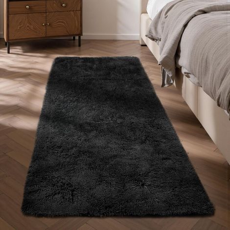 Tappeto per soggiorno 60 x 120 cm grigio - Per camera da letto - Lavabile - Antiscivolo - Soffice - Morbido pelo lungo - Per bambini - Corridoio (1/5)